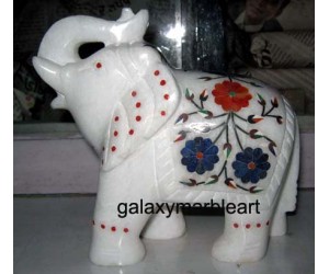 Home décor marble inlay elephant ht 5" e-512